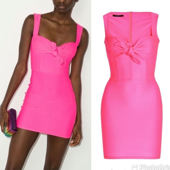 NEW Alex Perry Orin Knot Front Corset Sleeveless Bodycon Mini Dress Pink Size 4 - Picture 2 of 13